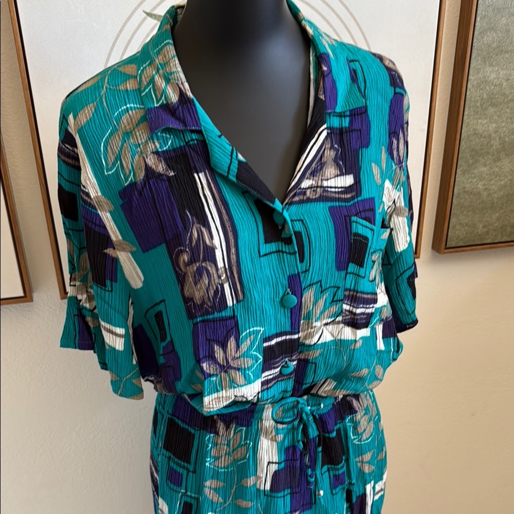 Sag Harbor Vintage Blue Skirt Set with Notched Collar - Picture 3 of 11